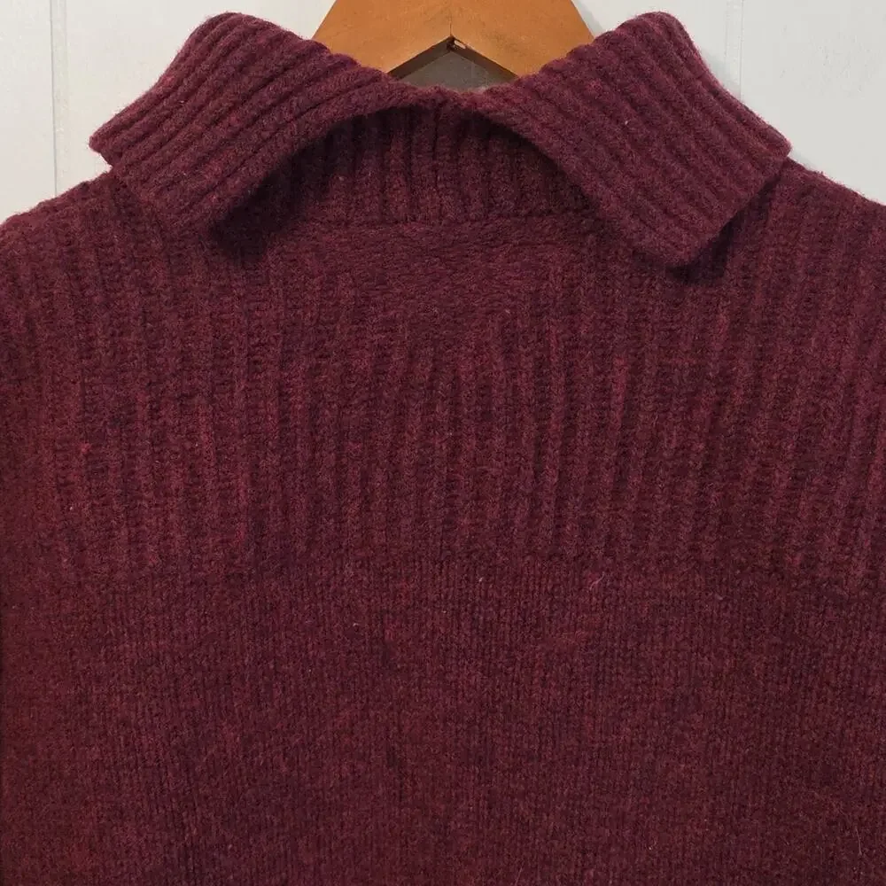 Tommy Hilfiger Burgundy and Red Turtleneck Wool Sweater Womens XS